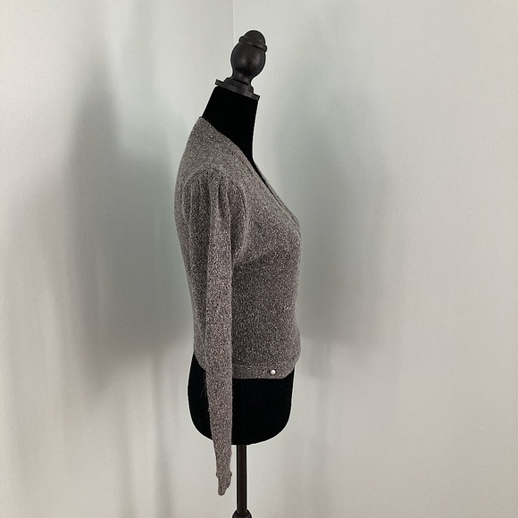 Parrinello Vintage 1980s Wrap Sweater Silk Angora Blend Gray Size Small - Picture 2 of 10